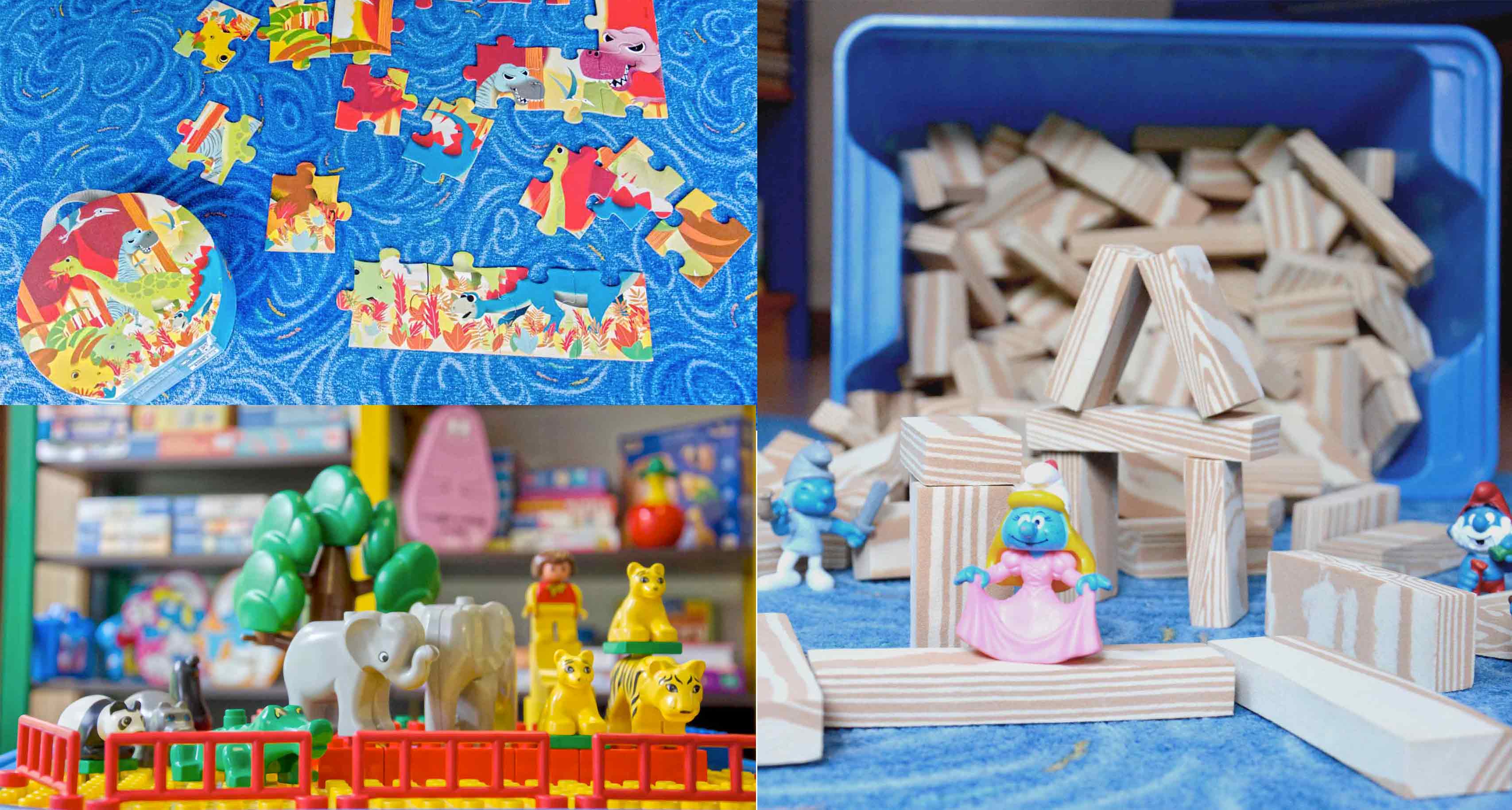 Lego, petits blocs de mousse imitation bois, Puzzle